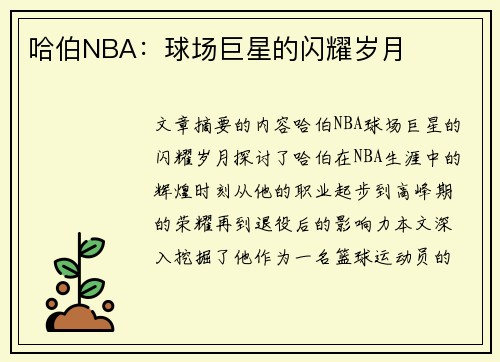 哈伯NBA：球场巨星的闪耀岁月